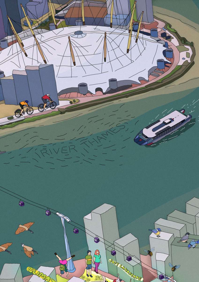260224 Royal Festival Docks Aerial Illustration City Hall Quarter The Neighbour Crop 4