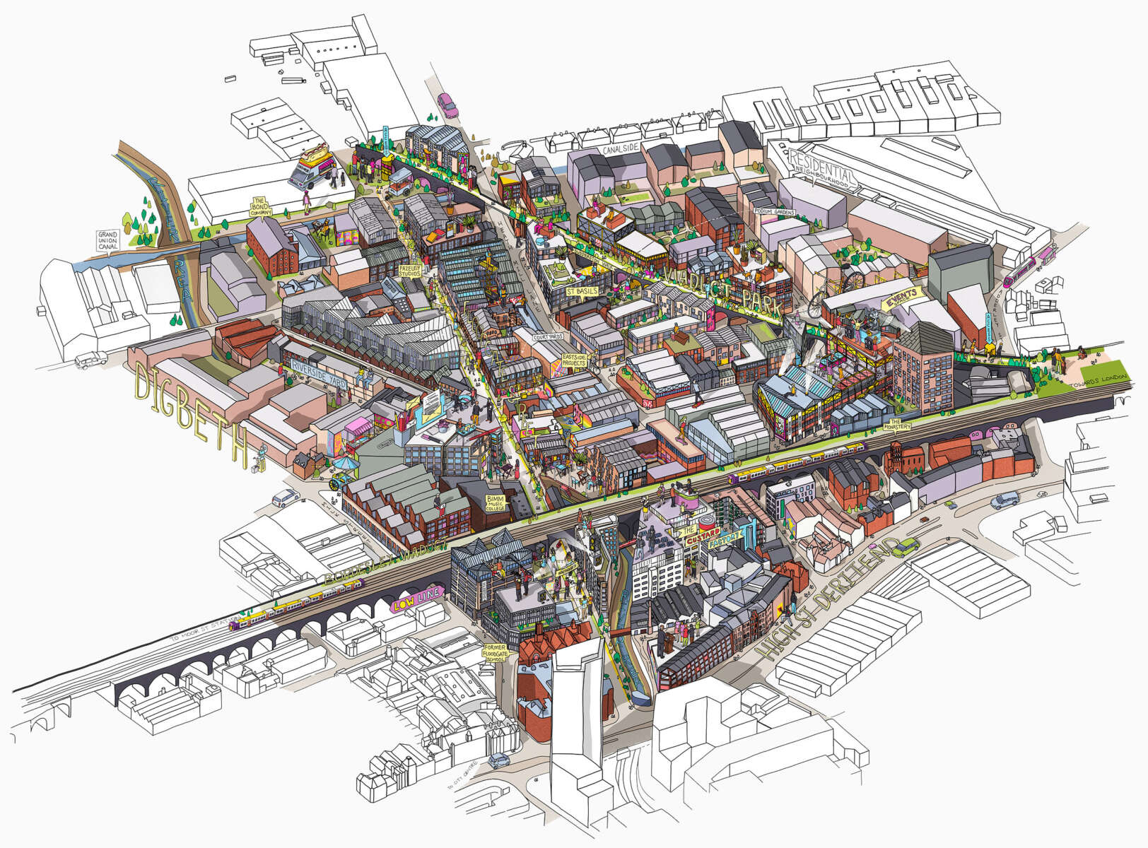 Birmingham Digbeth Illustrative Masterplan Isometric Jarrell Goh SEW Website